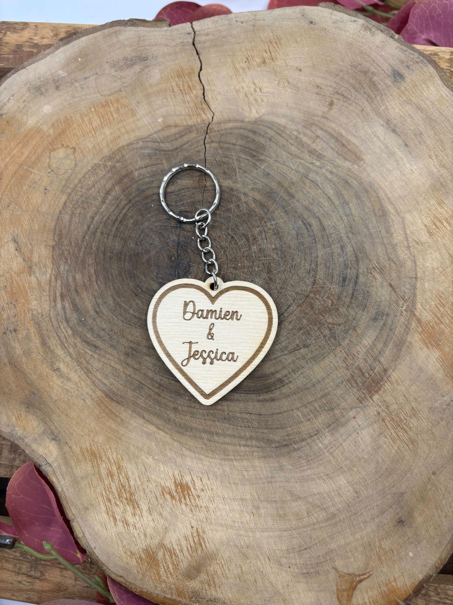 Porte-clés en bois coeur