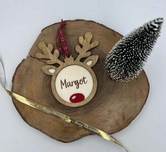 Boule en bois “Renne de Noël”