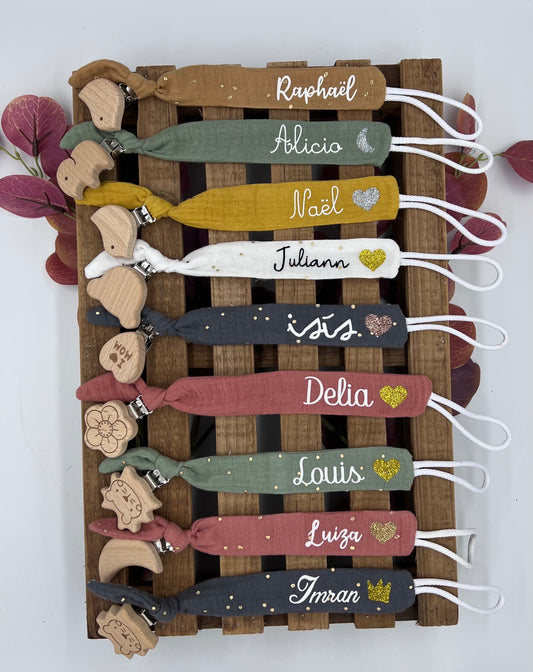 Attache-tétine en double gaze de coton