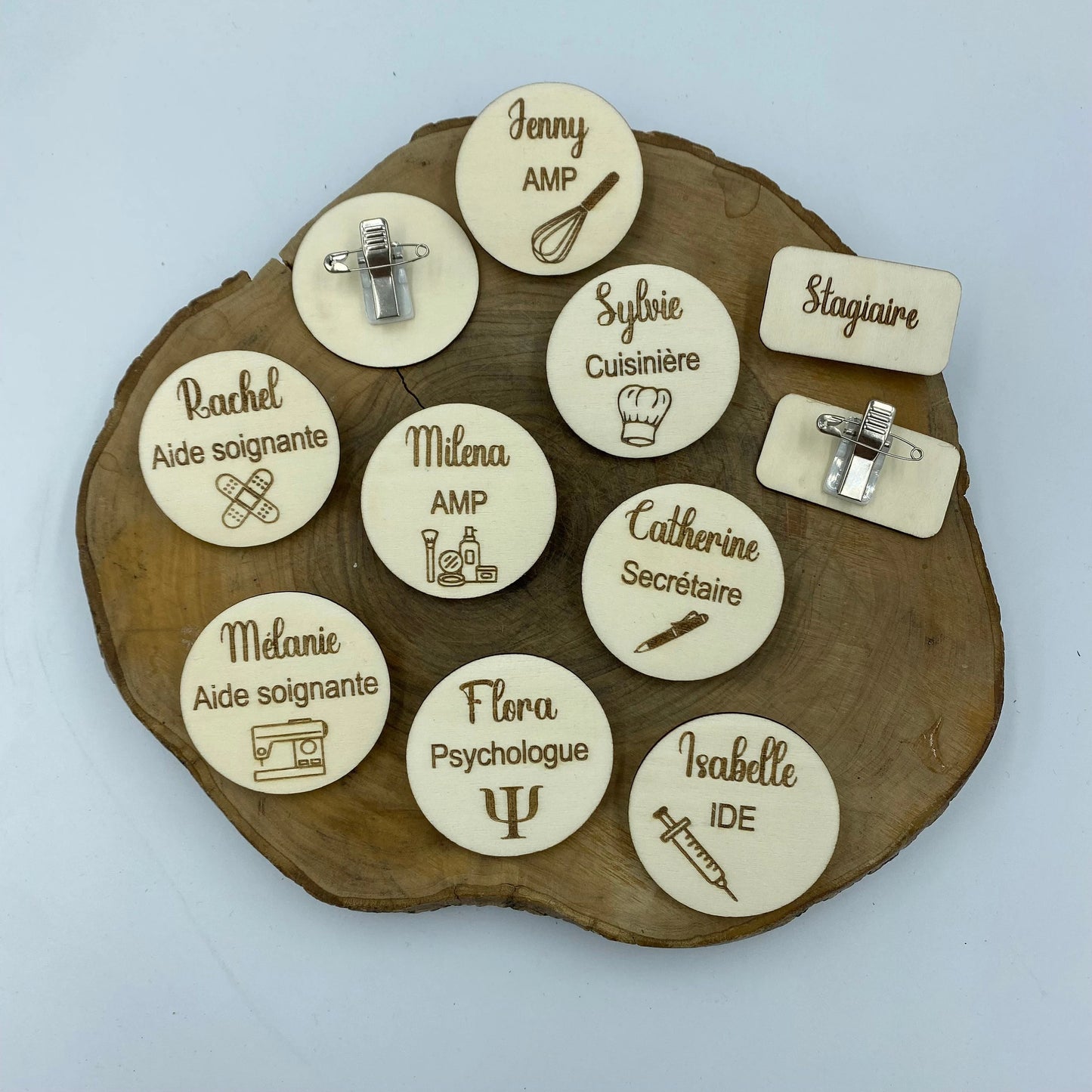 Badge en bois personnalisé