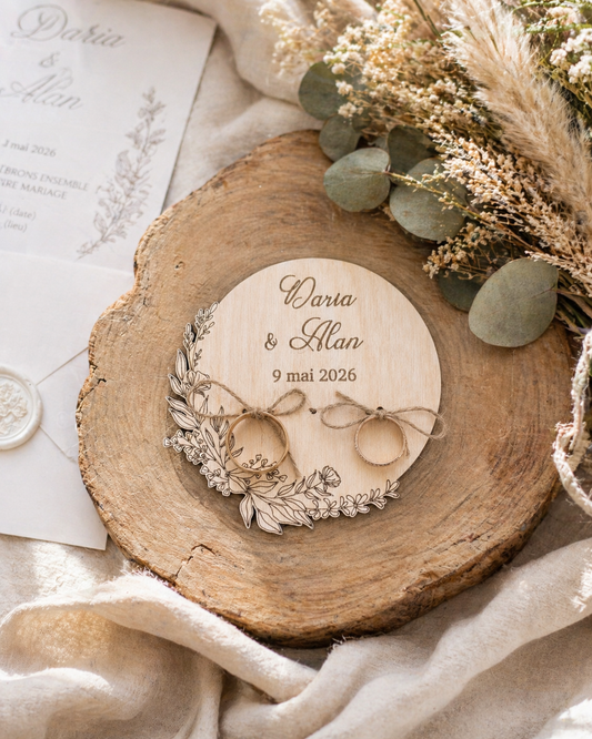 Porte alliances en bois – thème fleuri