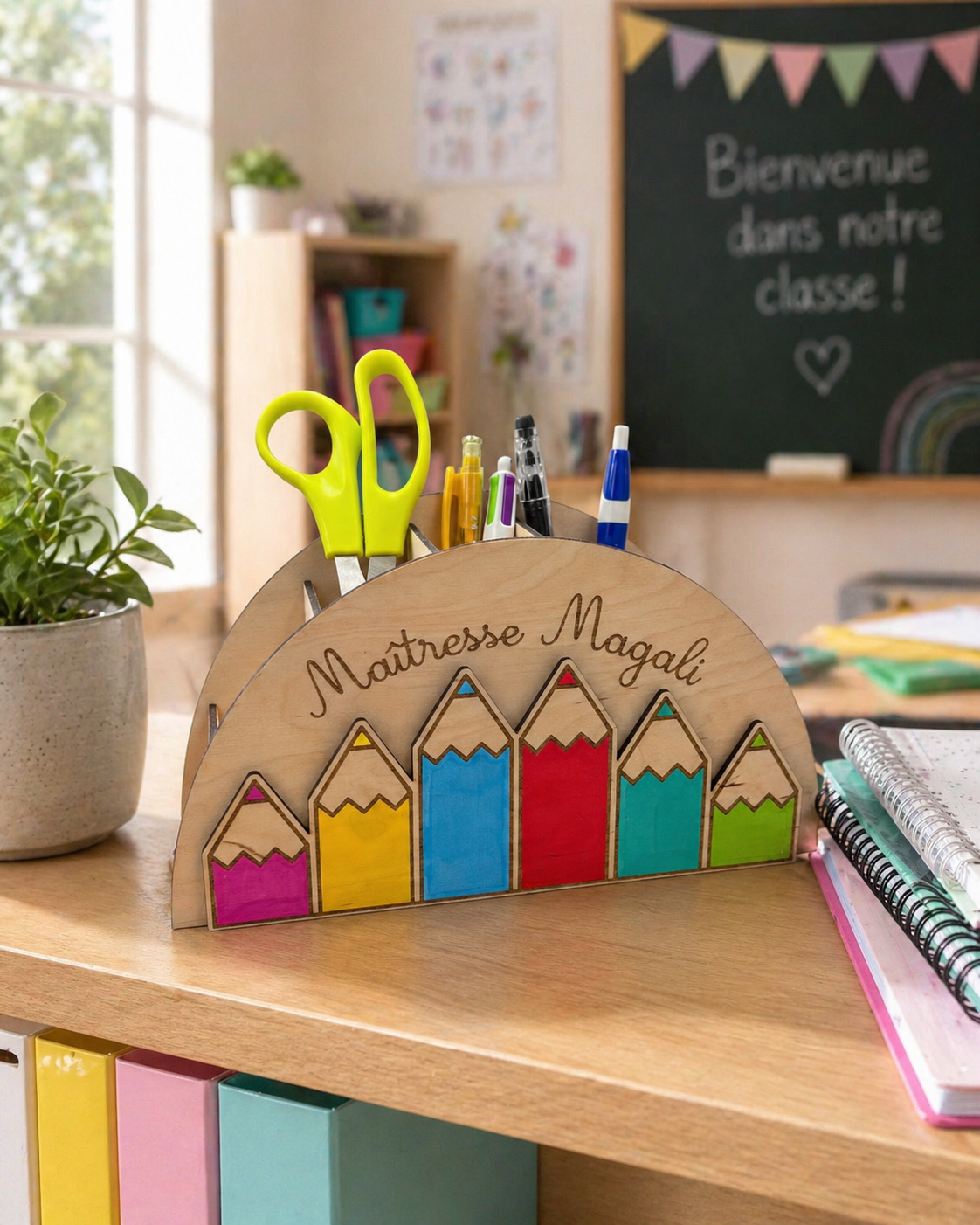 Pot à crayons personnalisé pour maîtresse