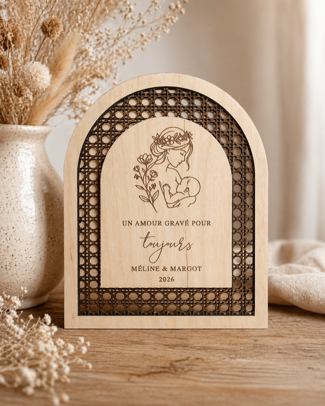 Plaque gravée maman et bébé