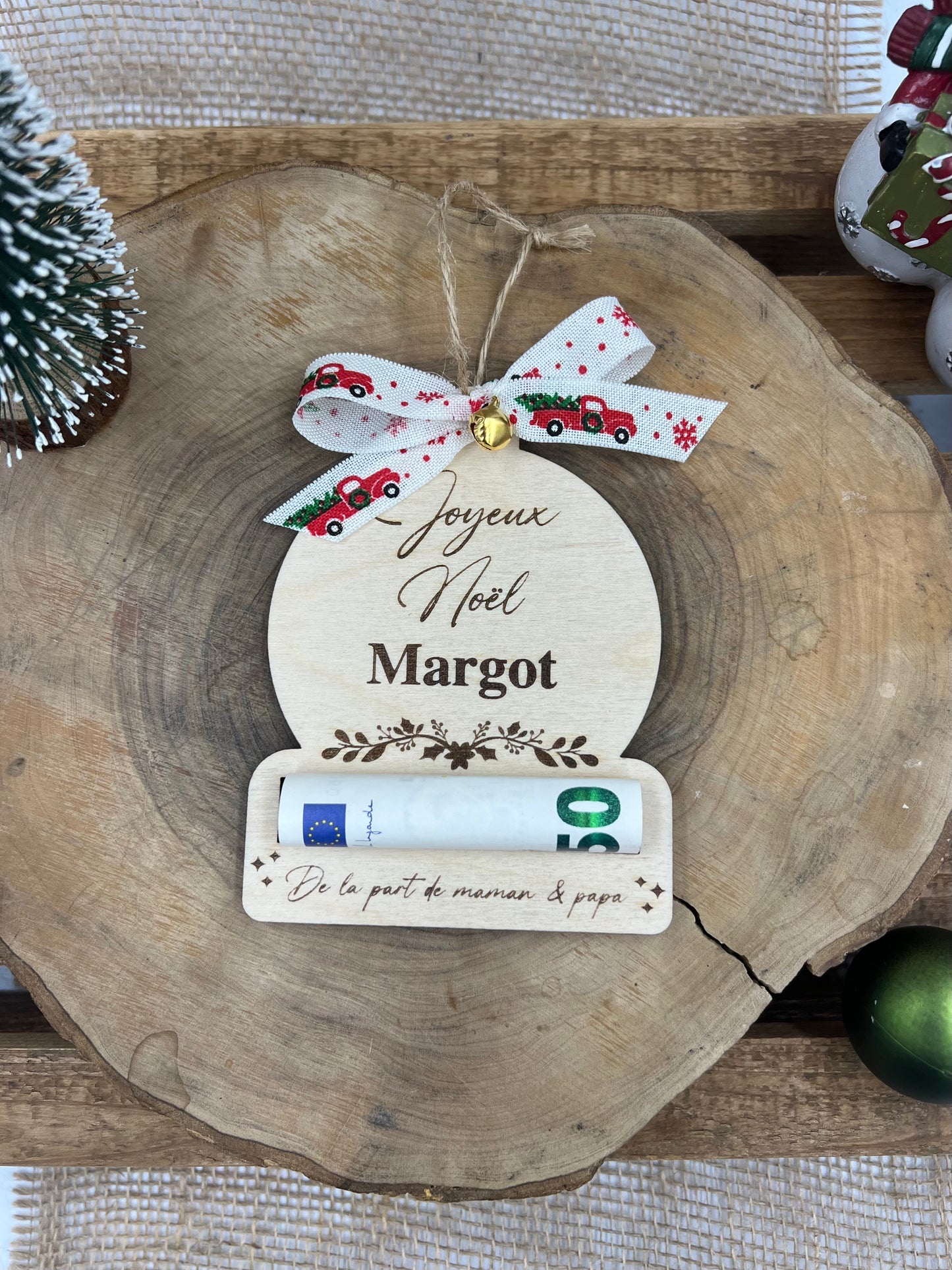 Boule en bois porte‑billet