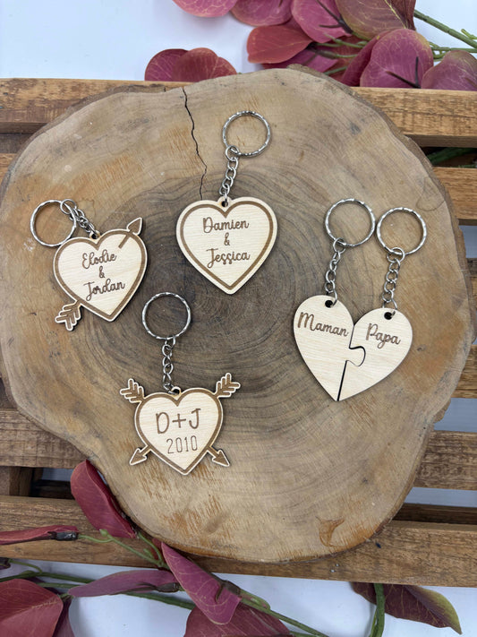 Porte-clés en bois coeur