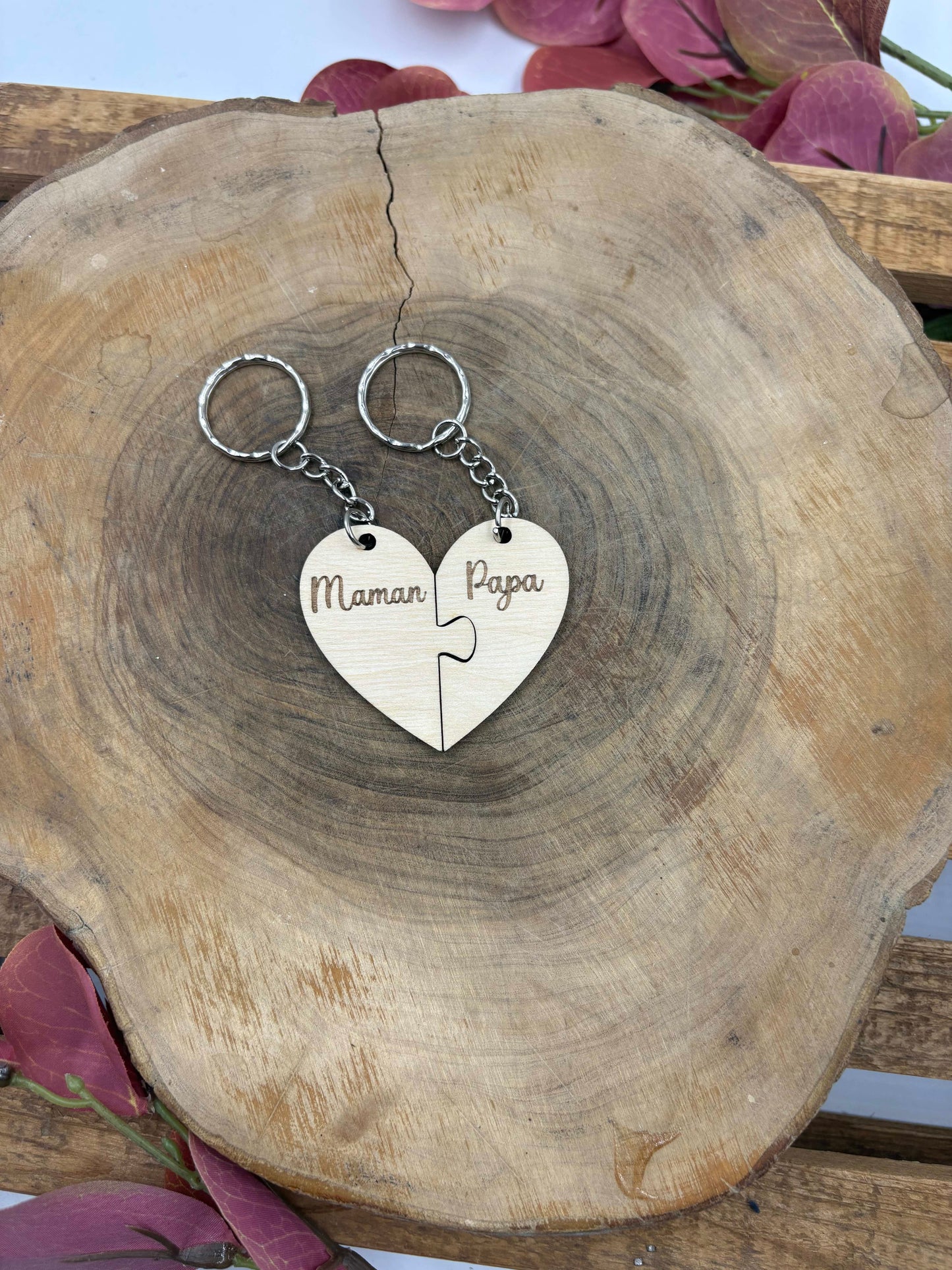 Porte-clés en bois coeur