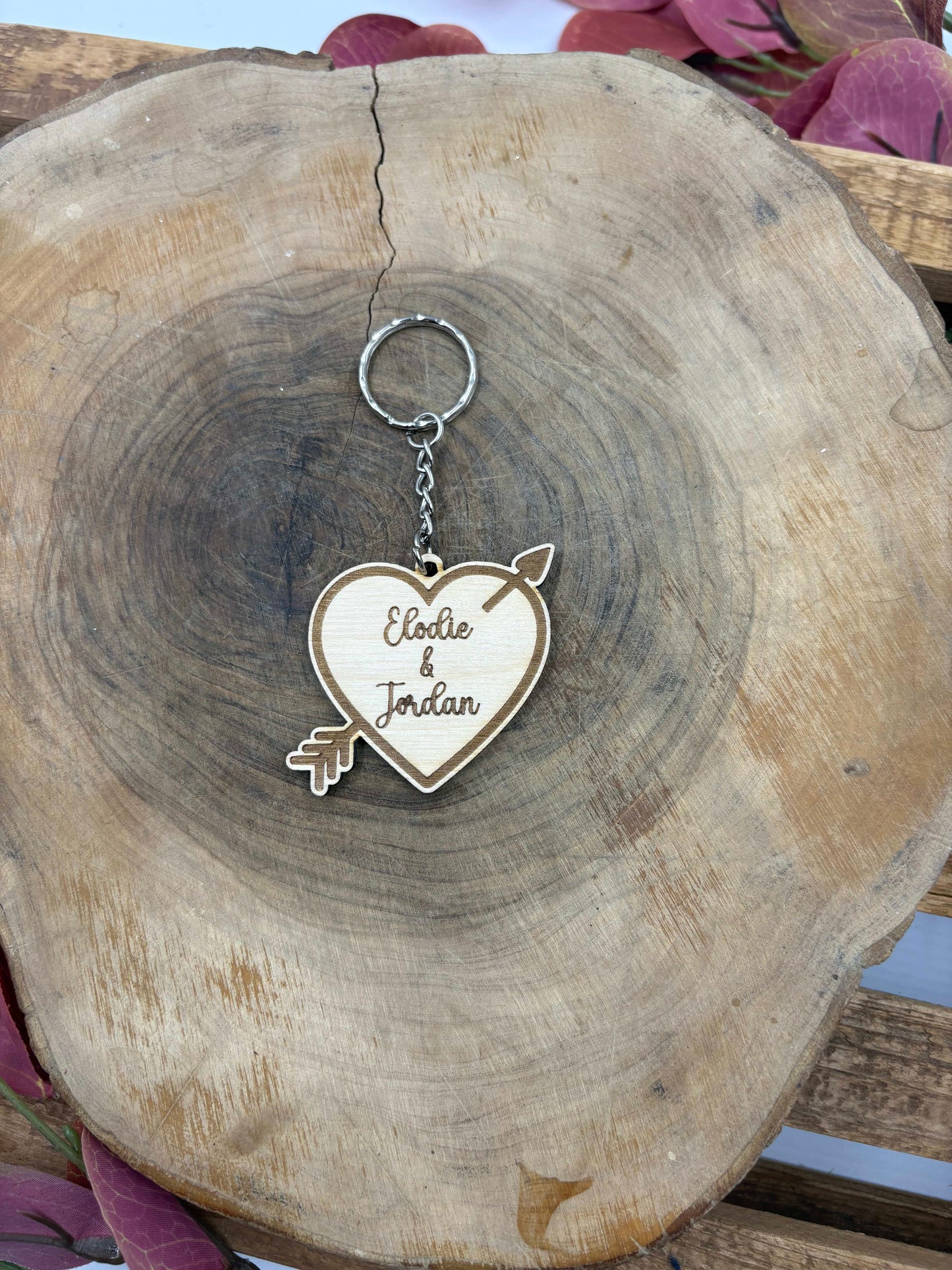 Porte-clés en bois coeur