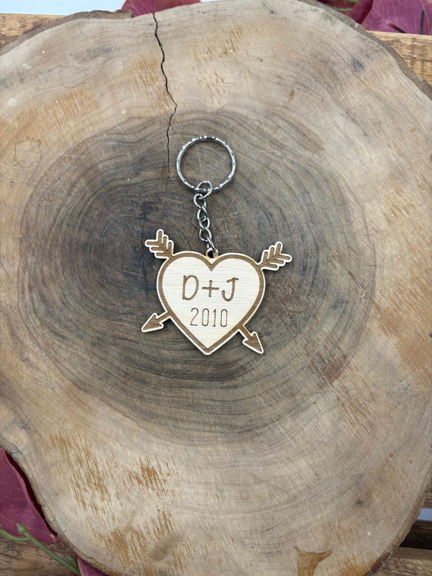 Porte-clés en bois coeur