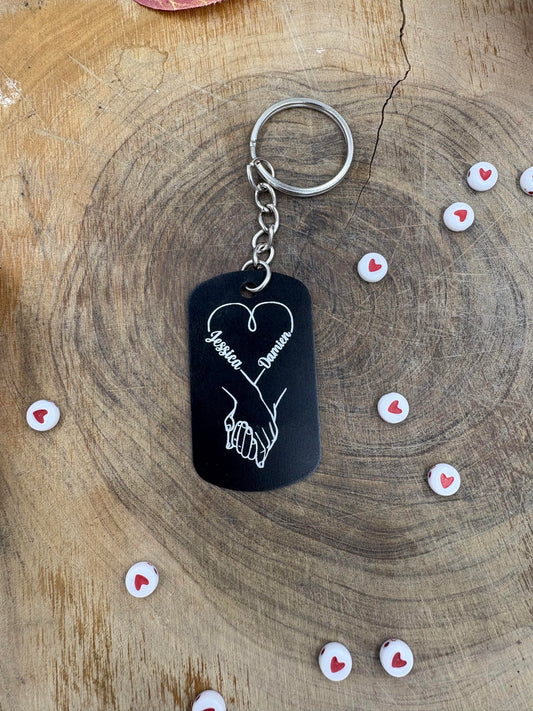 Porte-clé en aluminium noir gravé