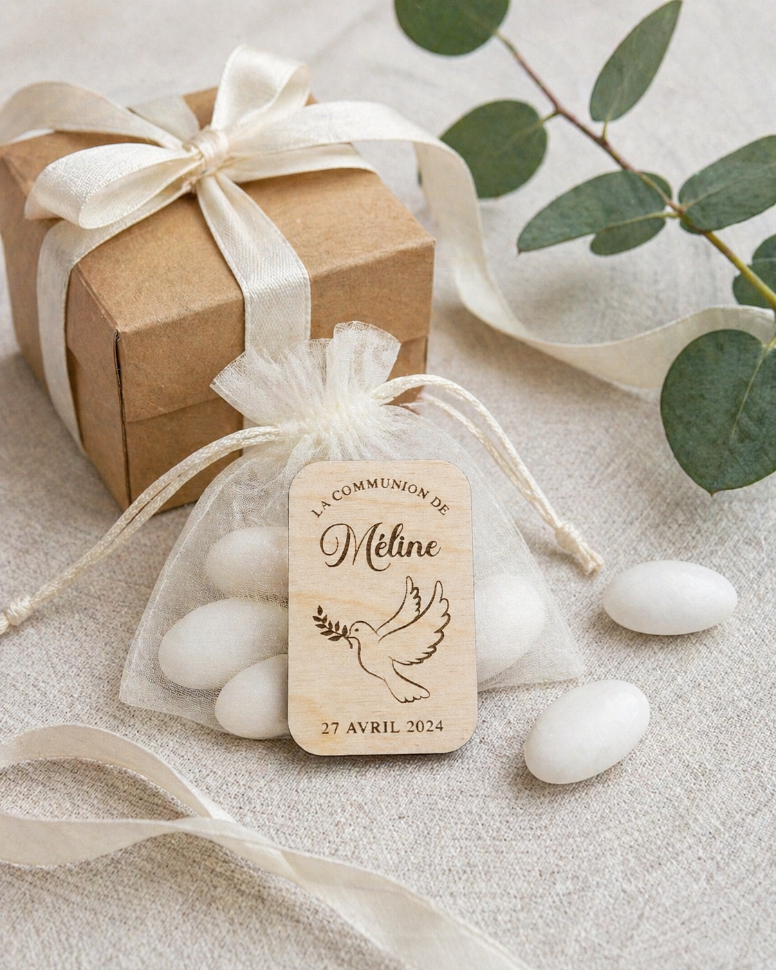 Magnet de communion en bois personnalisé – souvenir invité