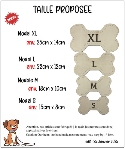 Jouet pour chiens en forme d'os, brodé, avec couineur, différentes tailles, plusieurs coloris