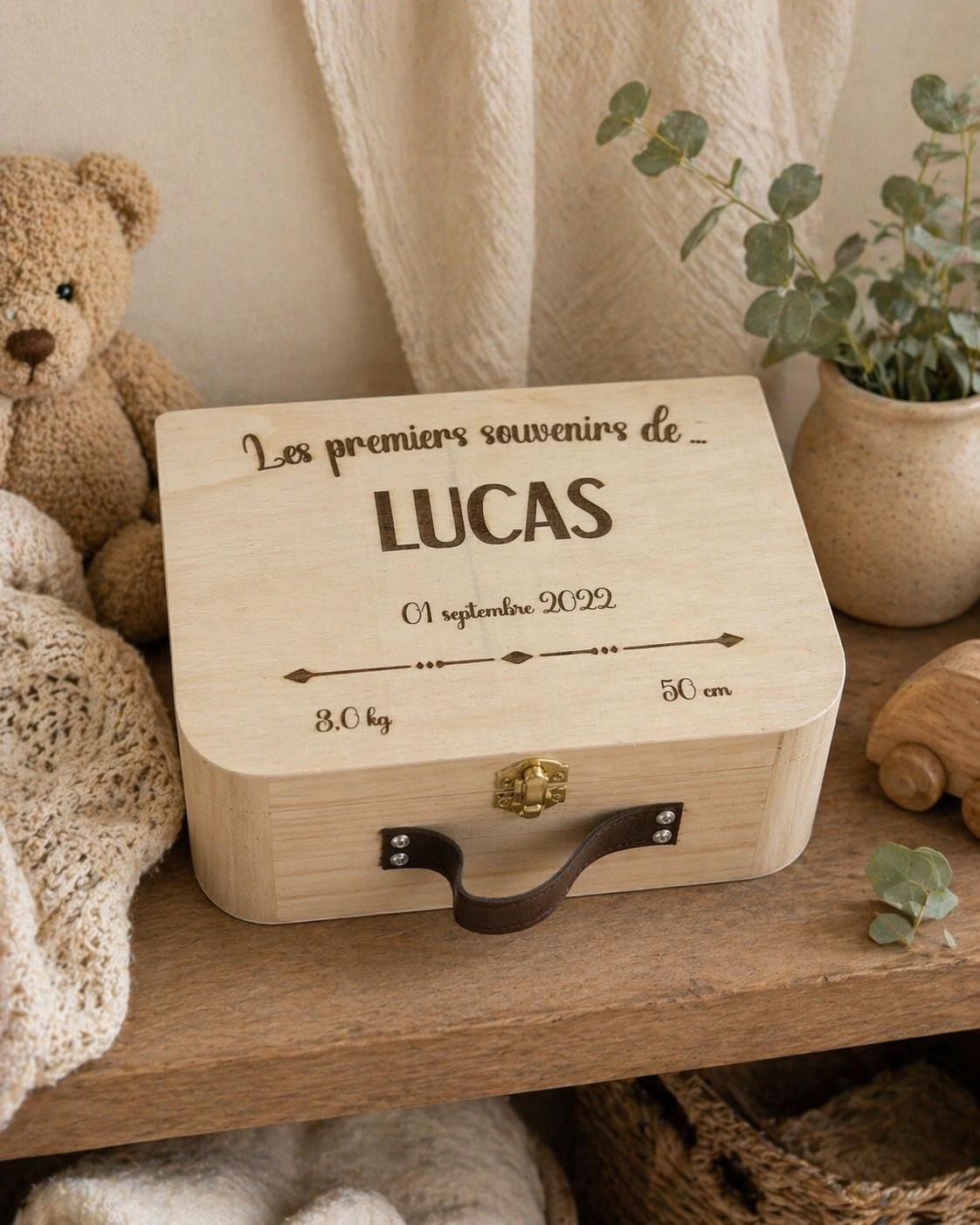 Valise en bois personnalisée